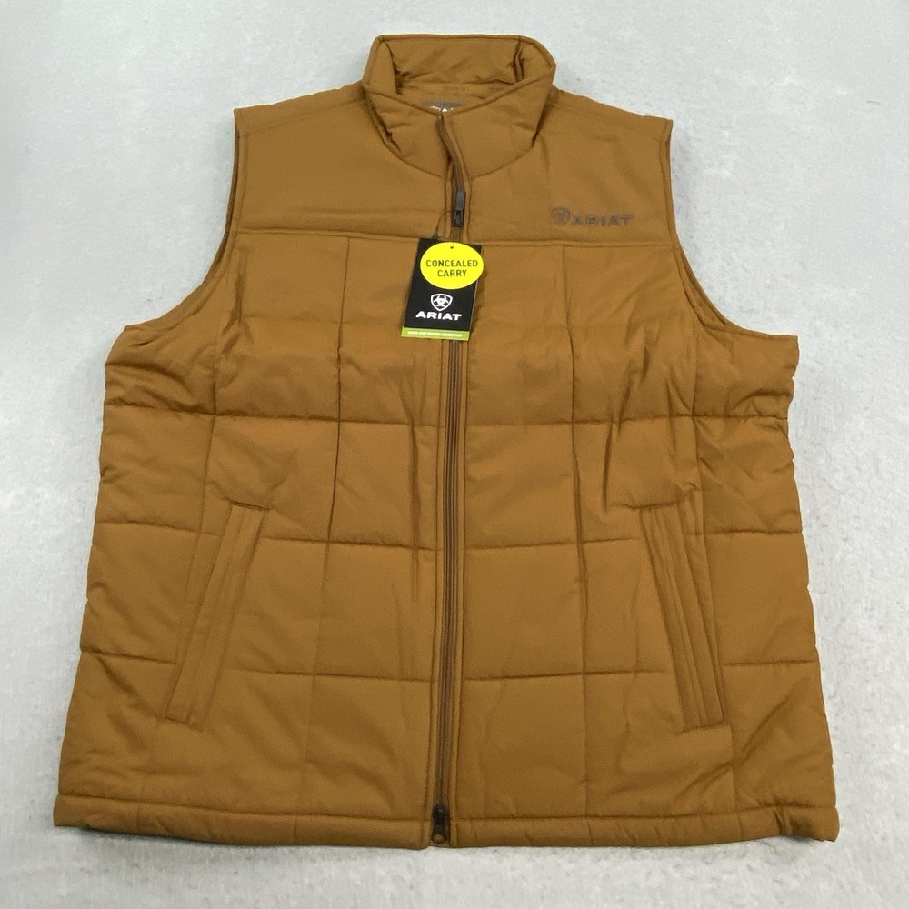 Ariat Jacket Mens XL Brown Crius Vest Conceal Carry Chestnut Western Cowboy